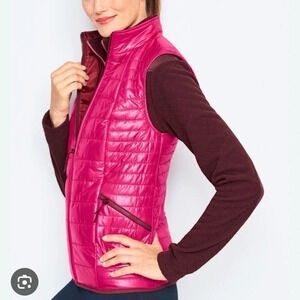 NWOT Talbots Quilted Cire Primaloft Full Zip Vest Pink XS